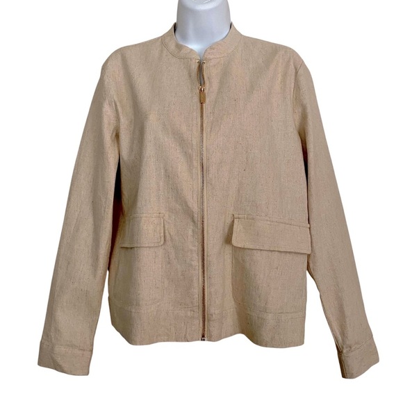 Calligraphie Beige Lightweight Jacket Blazer Full Zip Size Small Spring Neutral - Picture 1 of 13